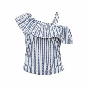 Jenna & Jessie Girls One Shoulder Top Blue White Stripe Ruffle Size 12
